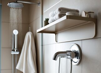 Sådan optimerer du dit badeværelse med en knagerække med hylde og vandhane med bruser